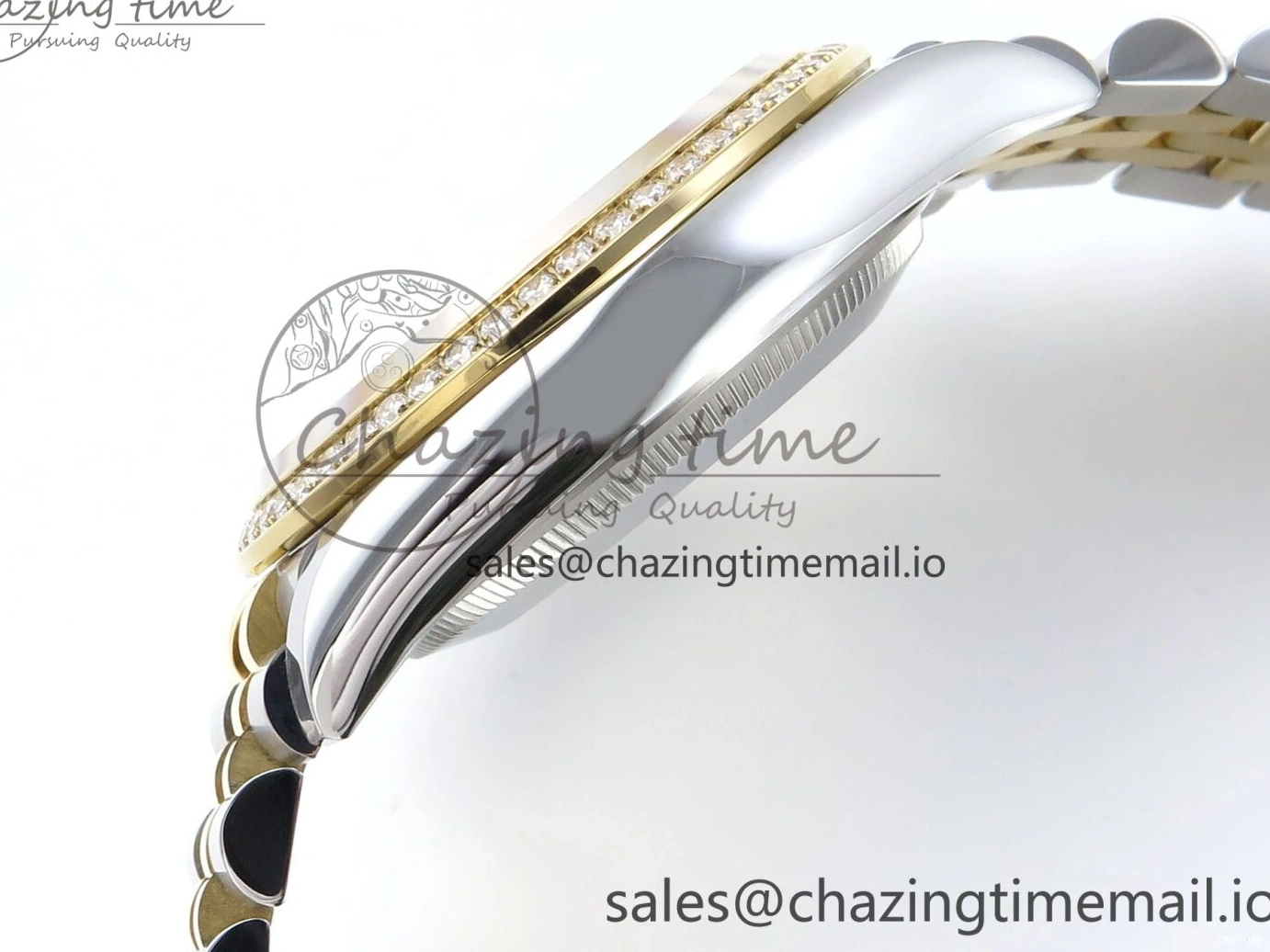 MiroTime 0109 Stretchable DateJust 36 126283RBR EWEF Best Edition Black Diamonds Dial on SS YG Jubilee Bracelet A 634